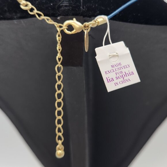 Lia Sophia Spotlight Crystal Pave Coin Gold Tone Pendant Blue Cord Necklace NIB - Picture 4 of 7